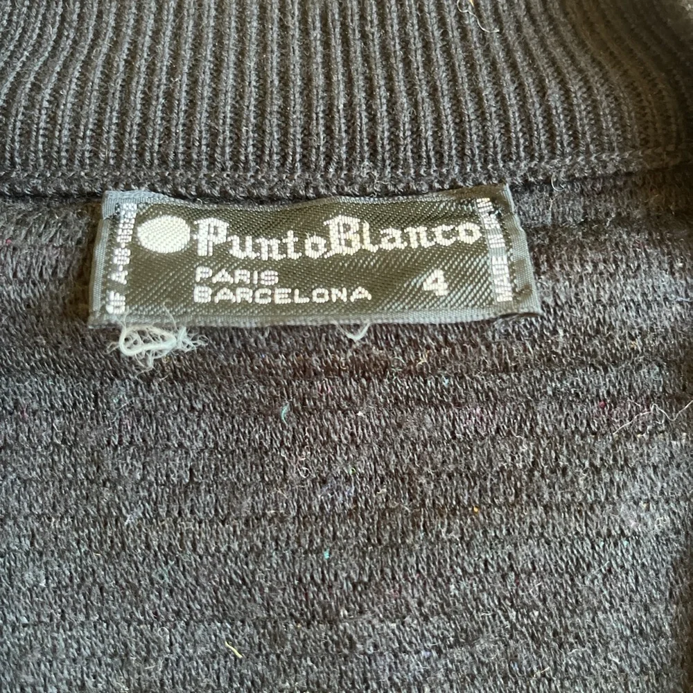 Punto Blanco Geometric Print Sweater Black Multicolor V Neck Retro Knit 4